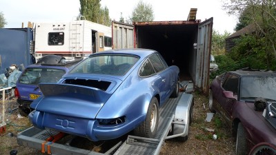 My Porsche 911 being shipped off to a sea container