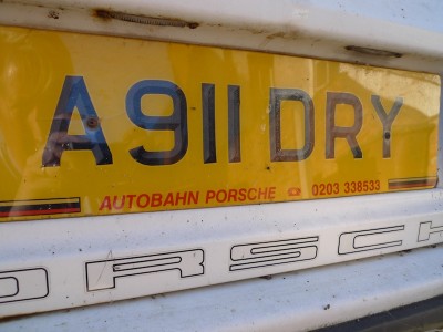 A 911 DRY Porsche personal registration plate